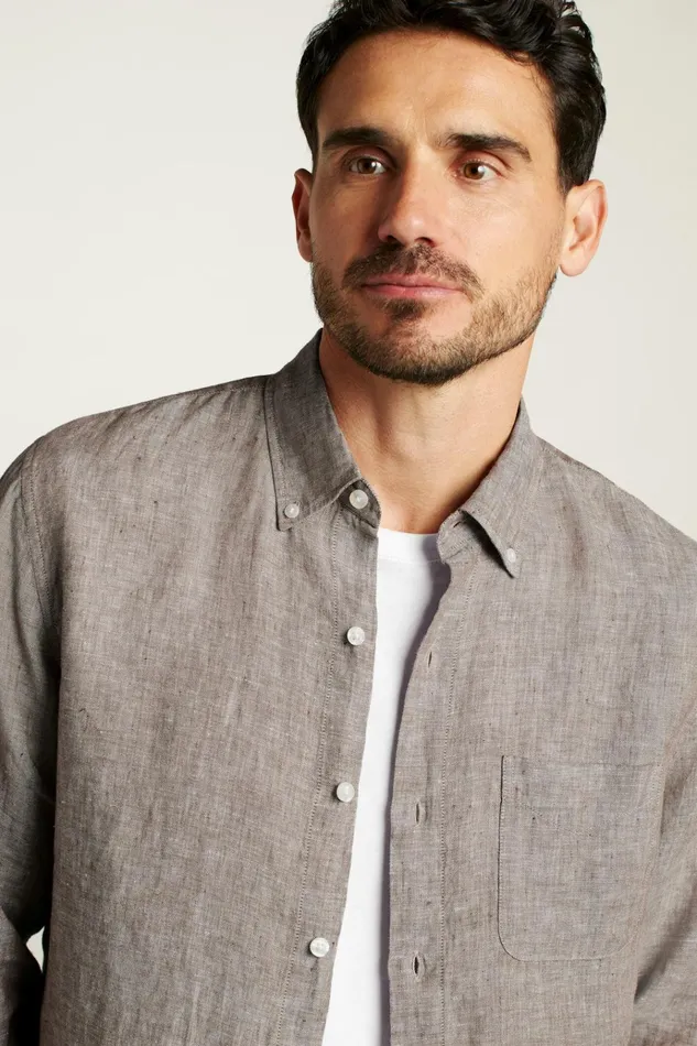 Men Casual Shirts Bonobos Everyday Linen Shirt Driftwood