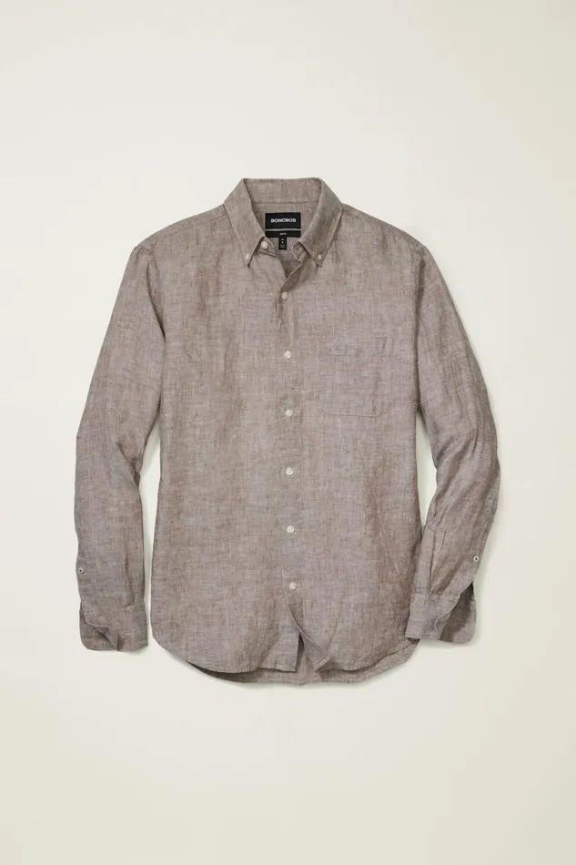 Men Casual Shirts Bonobos Everyday Linen Shirt Driftwood