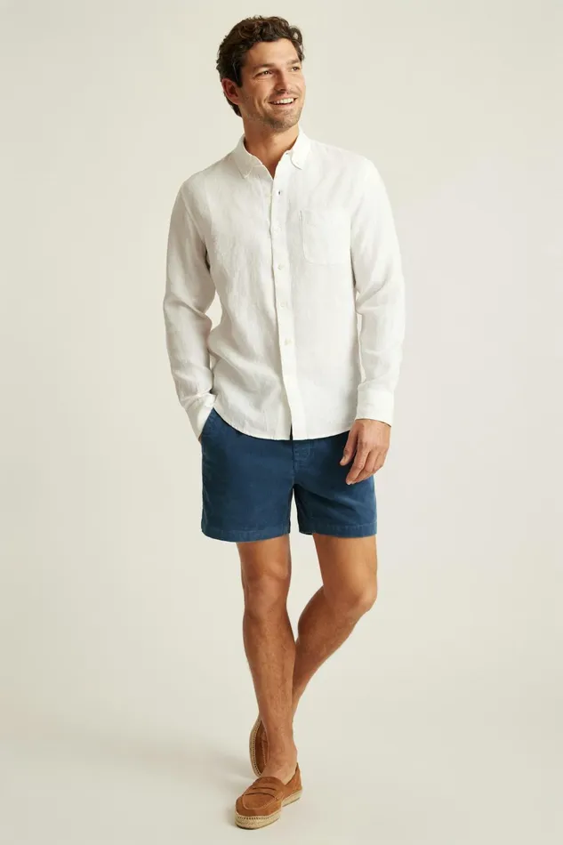 Men Casual Shirts Bonobos Everyday Linen Shirt Powder White