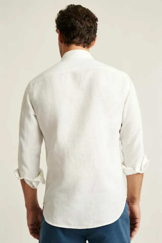 Men Casual Shirts Bonobos Everyday Linen Shirt Powder White