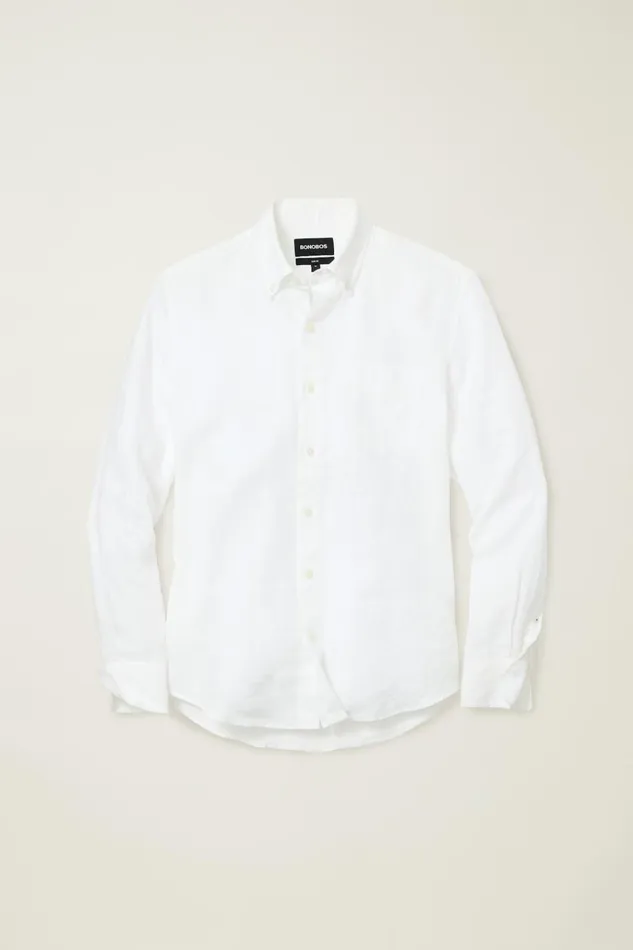 Men Casual Shirts Bonobos Everyday Linen Shirt Powder White