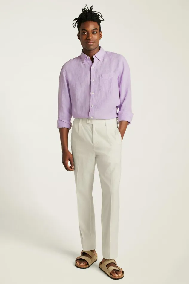 Men Casual Shirts Bonobos Everyday Linen Shirt Regal Orchid