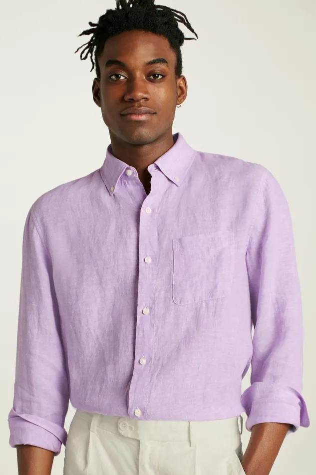 Men Casual Shirts Bonobos Everyday Linen Shirt Regal Orchid