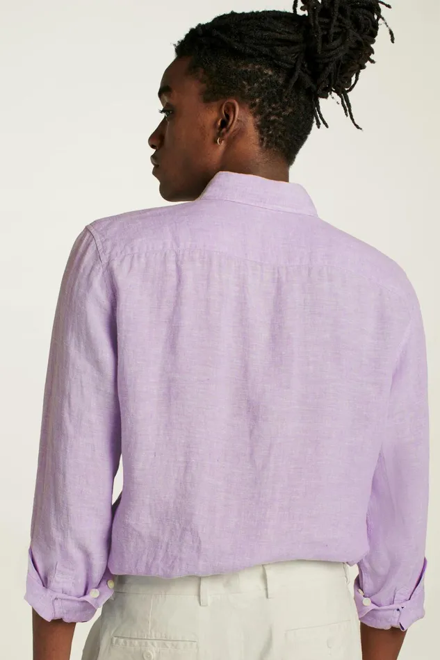 Men Casual Shirts Bonobos Everyday Linen Shirt Regal Orchid
