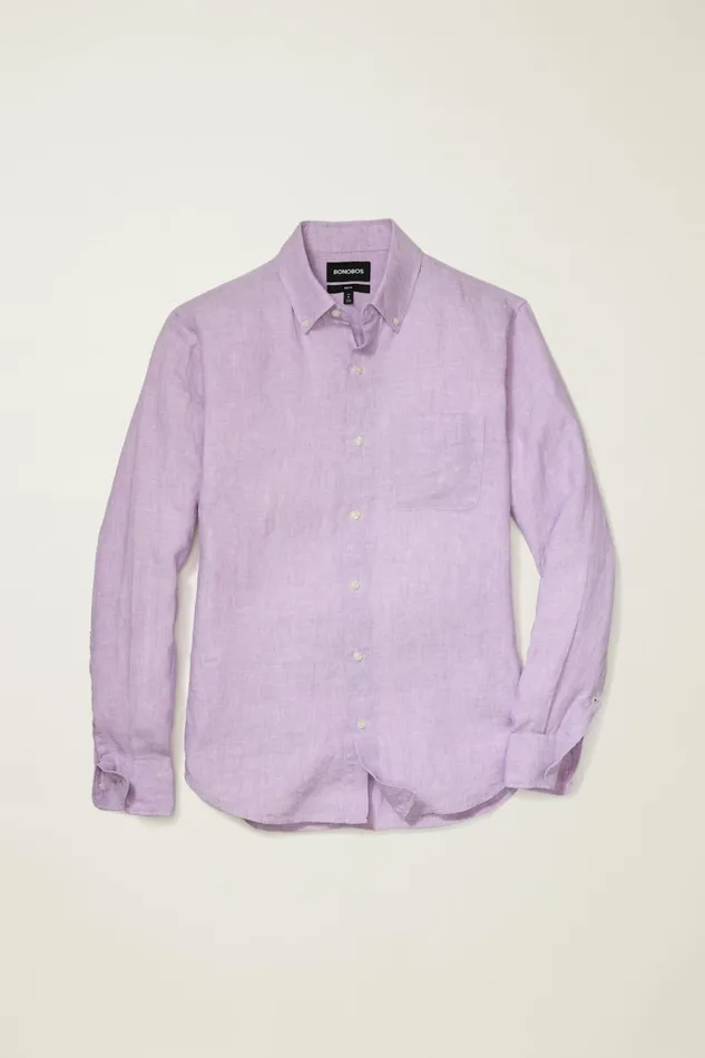 Men Casual Shirts Bonobos Everyday Linen Shirt Regal Orchid