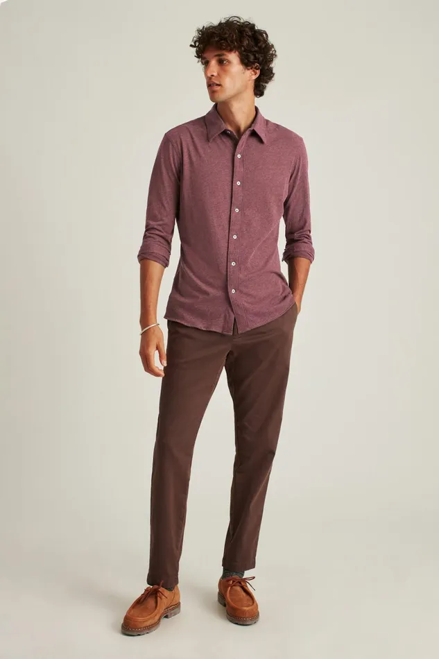Men Casual Shirts Bonobos Jersey Everyday Shirt Heather Burgundy
