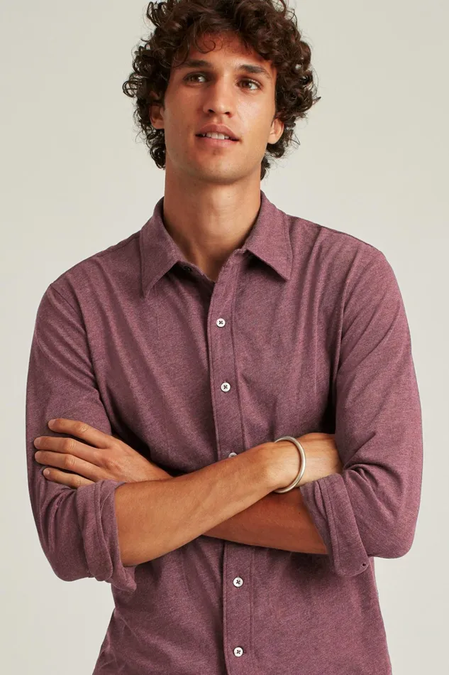 Men Casual Shirts Bonobos Jersey Everyday Shirt Heather Burgundy