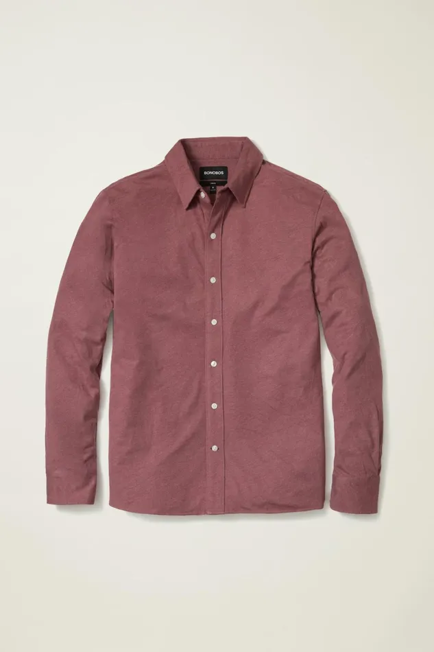 Men Casual Shirts Bonobos Jersey Everyday Shirt Heather Burgundy