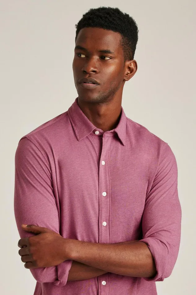 Men Casual Shirts Bonobos Jersey Everyday Shirt Mauve Orchid Feeder Stripe