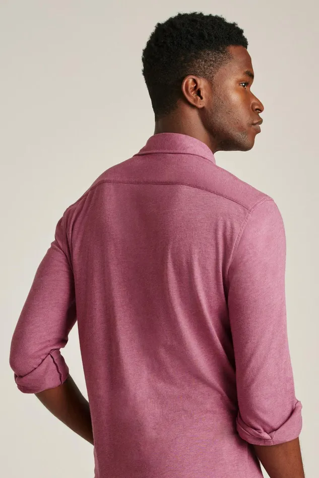 Men Casual Shirts Bonobos Jersey Everyday Shirt Mauve Orchid Feeder Stripe
