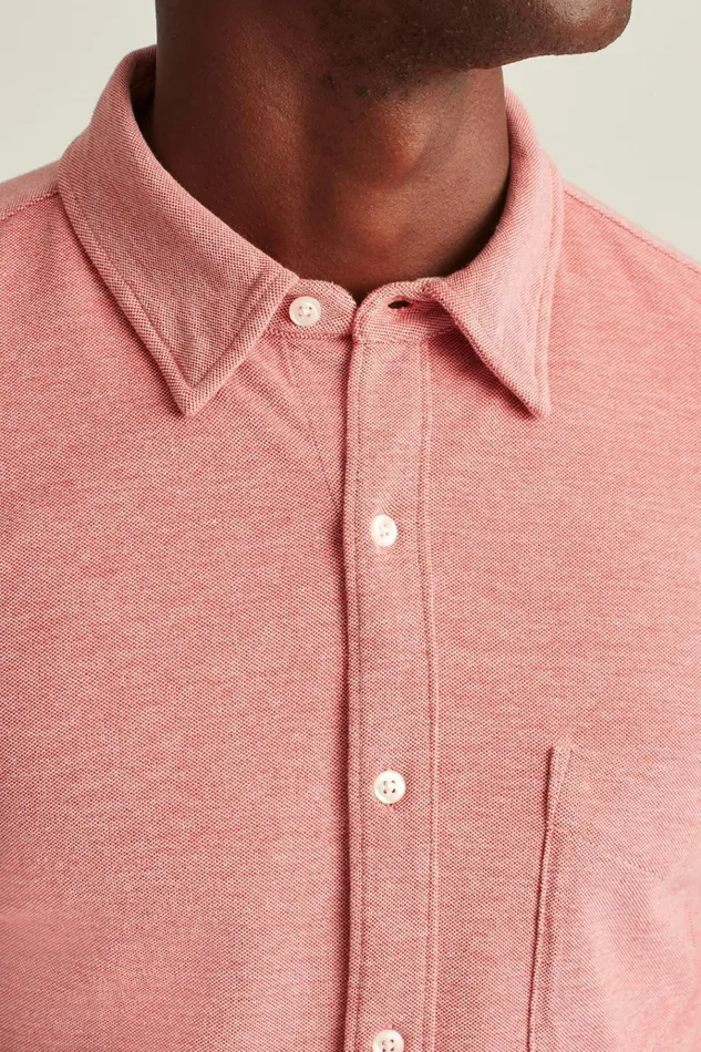 Men Casual Shirts Bonobos Knit Oxford Shirt Baked Apple Solid