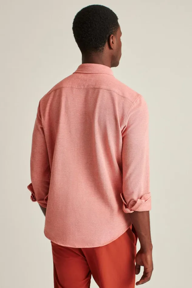 Men Casual Shirts Bonobos Knit Oxford Shirt Baked Apple Solid