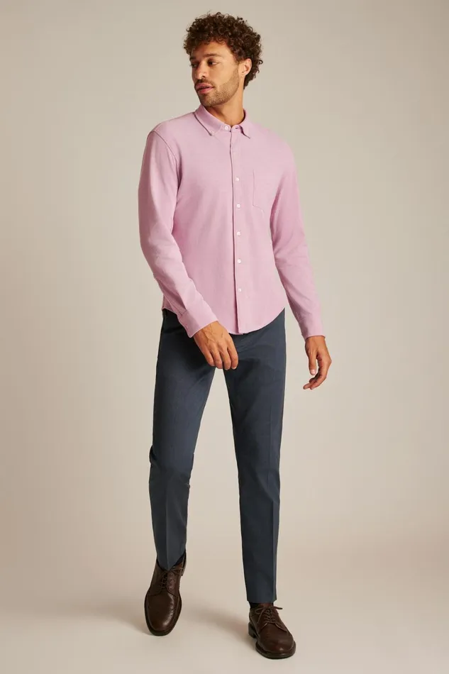 Men Casual Shirts Bonobos Knit Oxford Shirt Mauve Orchid