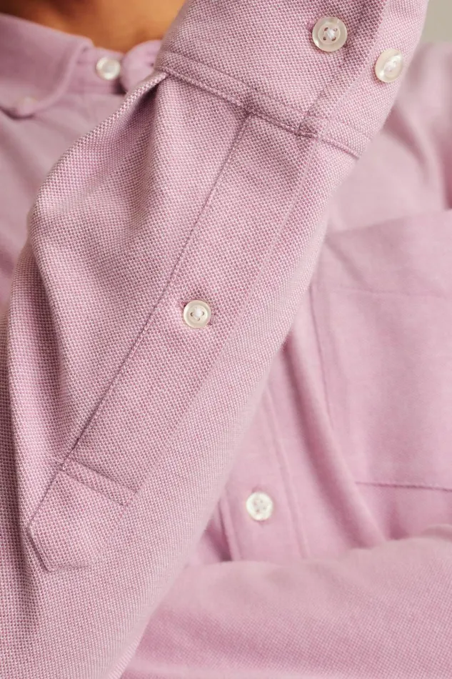 Men Casual Shirts Bonobos Knit Oxford Shirt Mauve Orchid