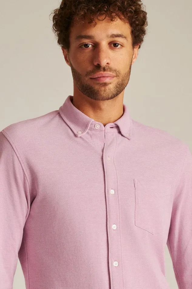 Men Casual Shirts Bonobos Knit Oxford Shirt Mauve Orchid