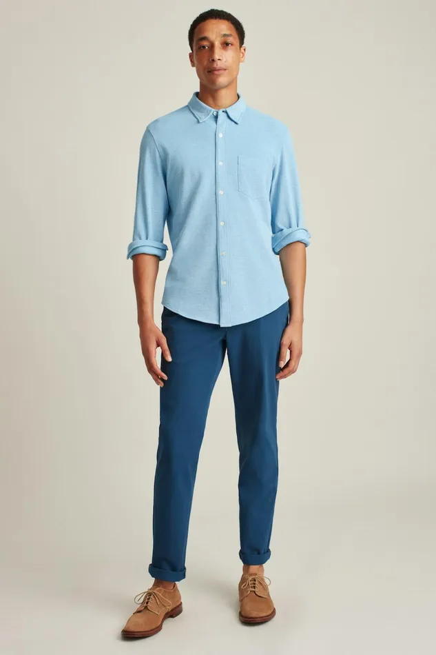 Men Casual Shirts Bonobos Knit Oxford Shirt Ocean View Solid