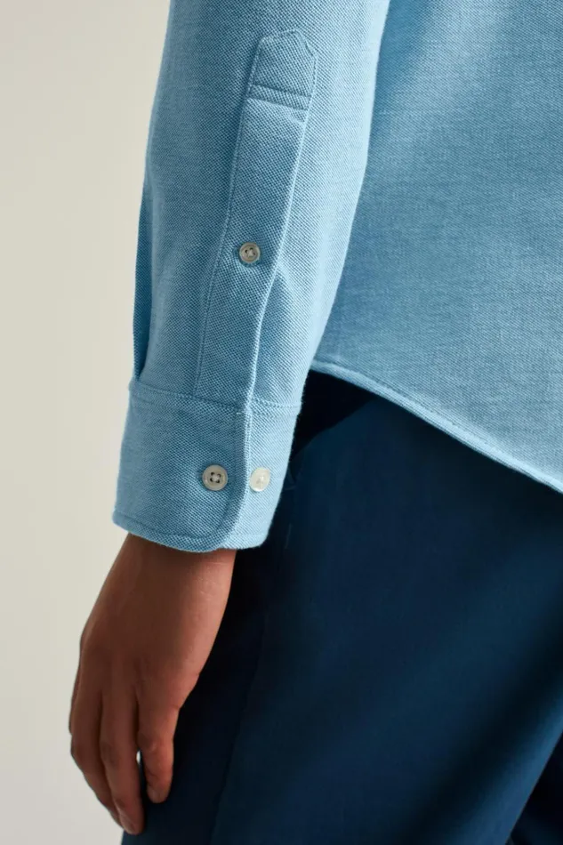 Men Casual Shirts Bonobos Knit Oxford Shirt Ocean View Solid