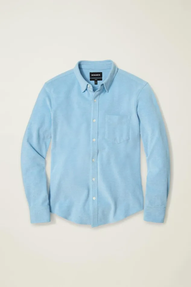 Men Casual Shirts Bonobos Knit Oxford Shirt Ocean View Solid