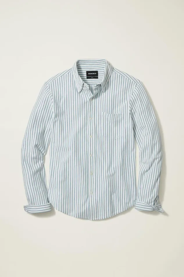 Men Casual Shirts Bonobos Knit Oxford Shirt Palm City Stripe