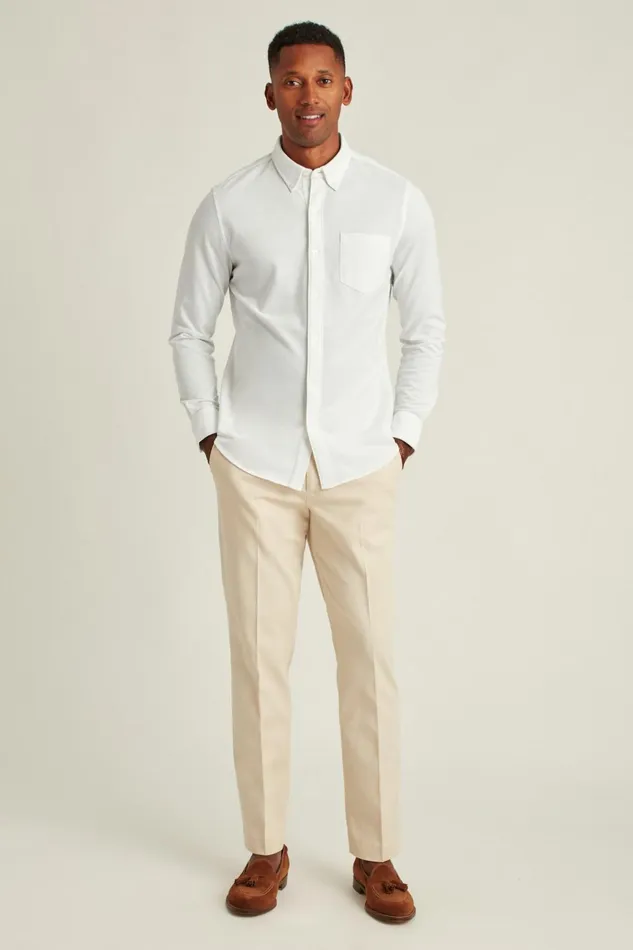 Men Casual Shirts Bonobos Knit Oxford Shirt White