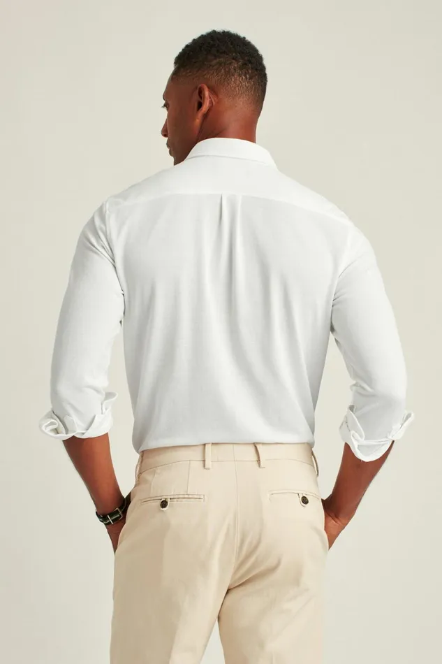 Men Casual Shirts Bonobos Knit Oxford Shirt White