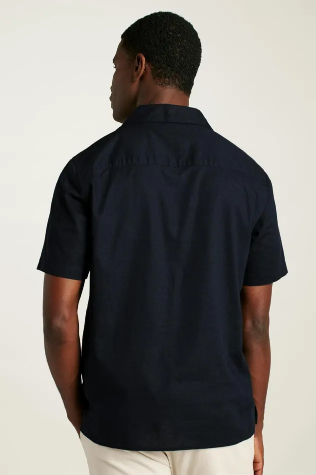 Men Casual Shirts Bonobos Limited Edition Riviera Cabana Shirt Black Palm Embroidery