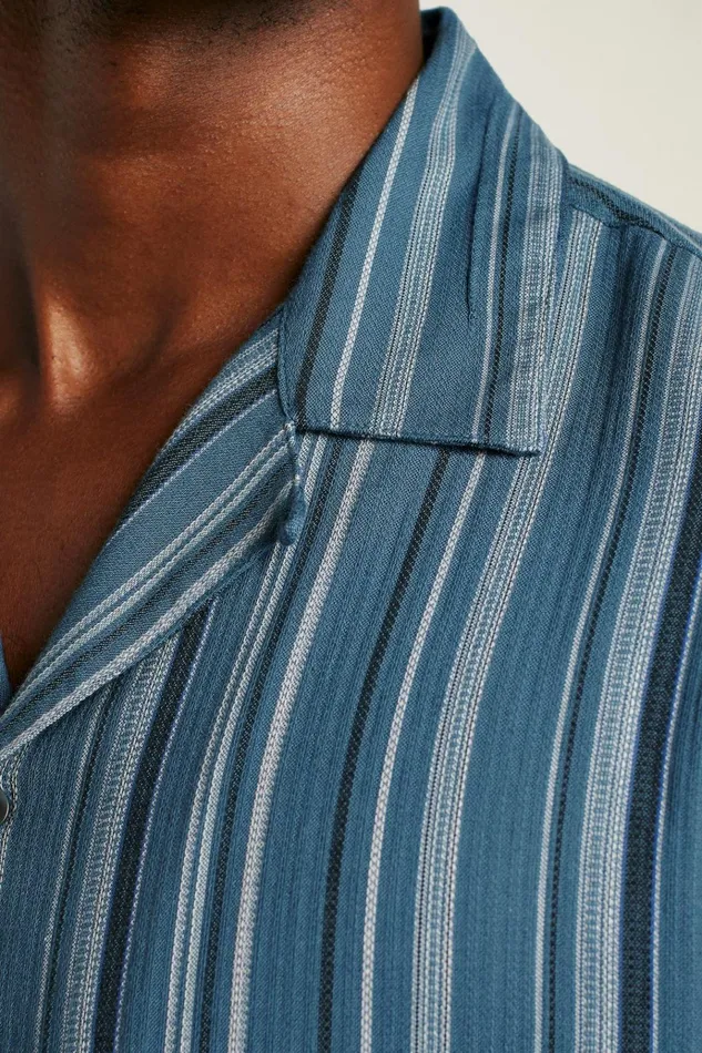 Men Casual Shirts Bonobos Limited Edition Riviera Cabana Shirt Blue Orion Stripe