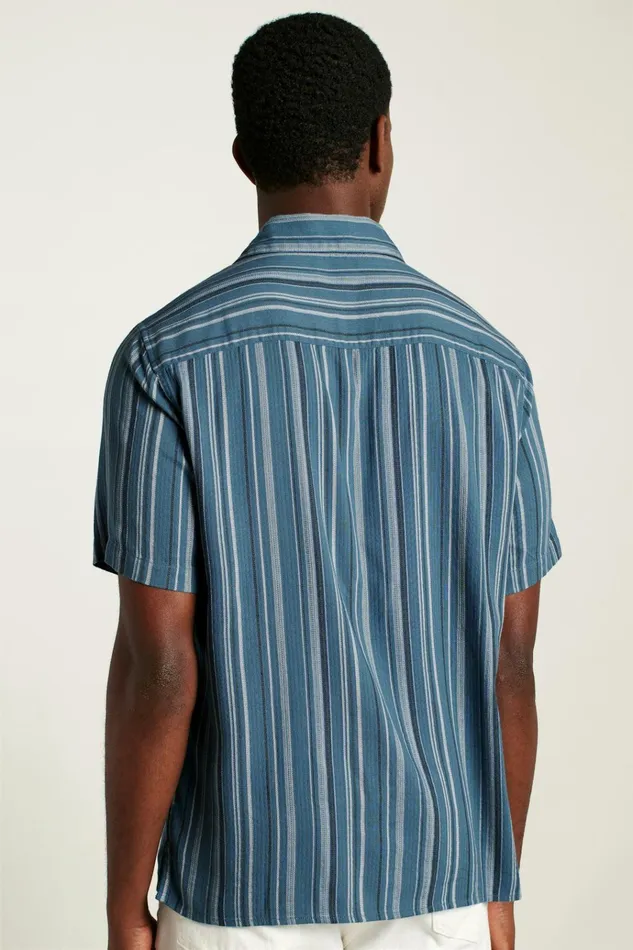 Men Casual Shirts Bonobos Limited Edition Riviera Cabana Shirt Blue Orion Stripe