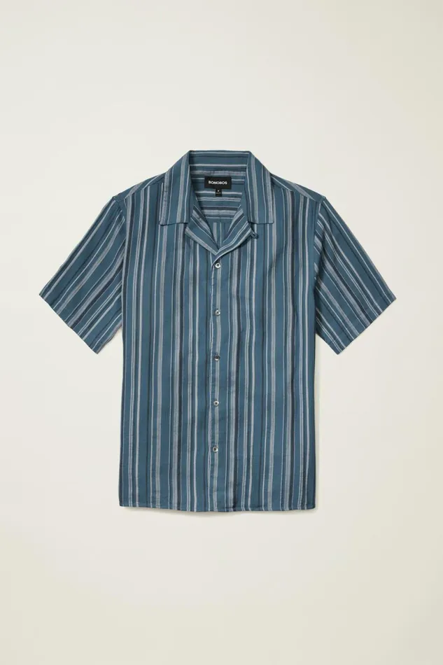 Men Casual Shirts Bonobos Limited Edition Riviera Cabana Shirt Blue Orion Stripe