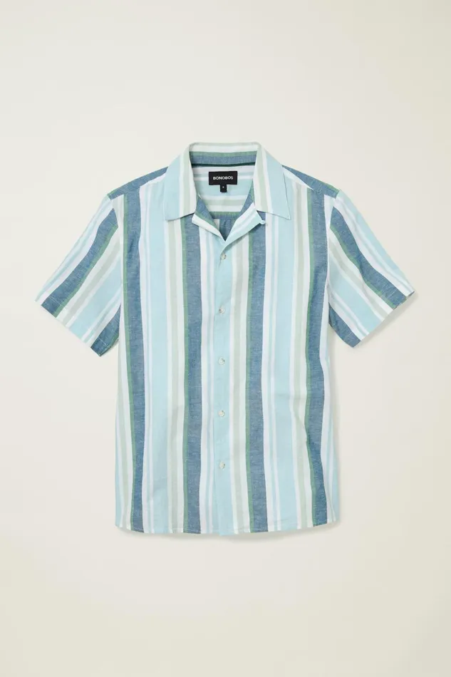 Men Casual Shirts Bonobos Limited Edition Riviera Cabana Shirt Blue Tortuga Stripe