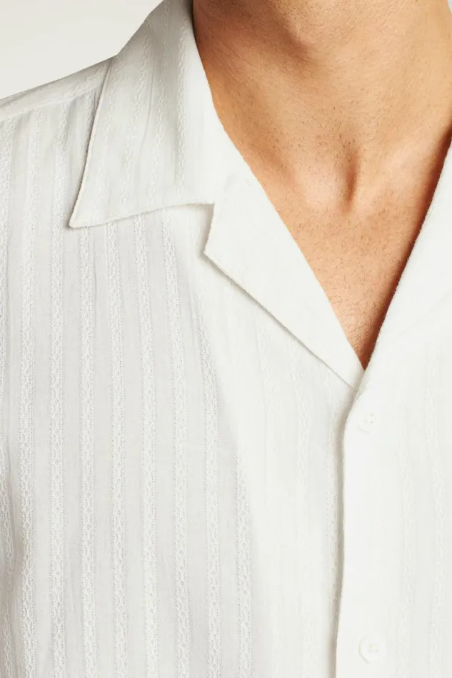 Men Casual Shirts Bonobos Limited Edition Riviera Cabana Shirt White Texture Stripe