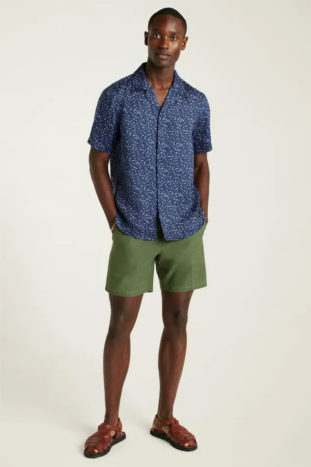 Men Casual Shirts Bonobos Linen Riviera Cabana Shirt Midnight Floral