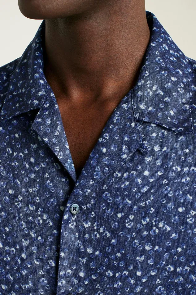 Men Casual Shirts Bonobos Linen Riviera Cabana Shirt Midnight Floral