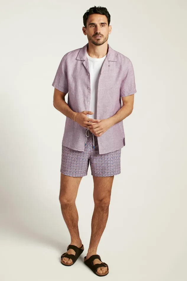 Men Casual Shirts Bonobos Linen Riviera Cabana Shirt Sangria Linen