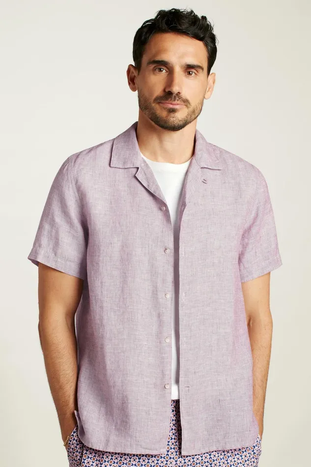 Men Casual Shirts Bonobos Linen Riviera Cabana Shirt Sangria Linen