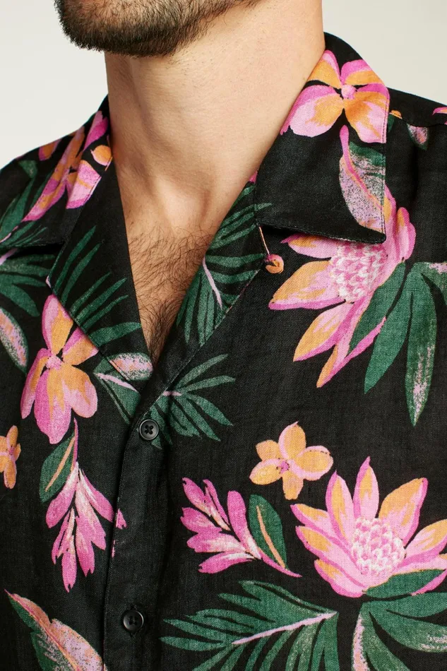 Men Casual Shirts Bonobos Linen Riviera Cabana Shirt Sunset Floral