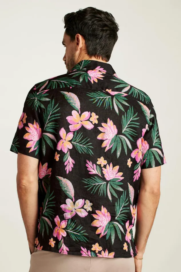 Men Casual Shirts Bonobos Linen Riviera Cabana Shirt Sunset Floral