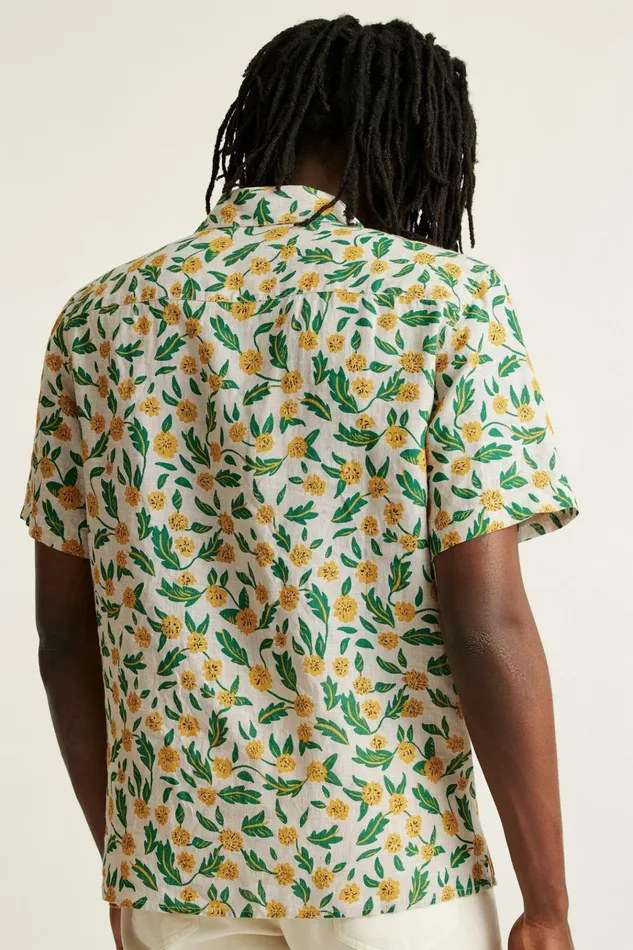 Men Casual Shirts Bonobos Linen Riviera Cabana Shirt Wild Dandelions