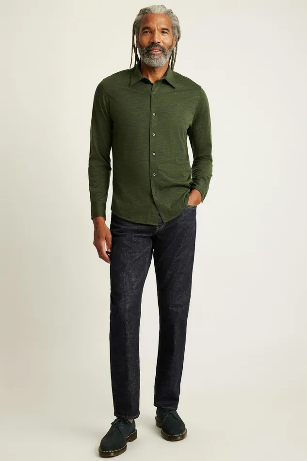 Men Casual Shirts Bonobos Performance Merino Shirt Dark Olive Heather