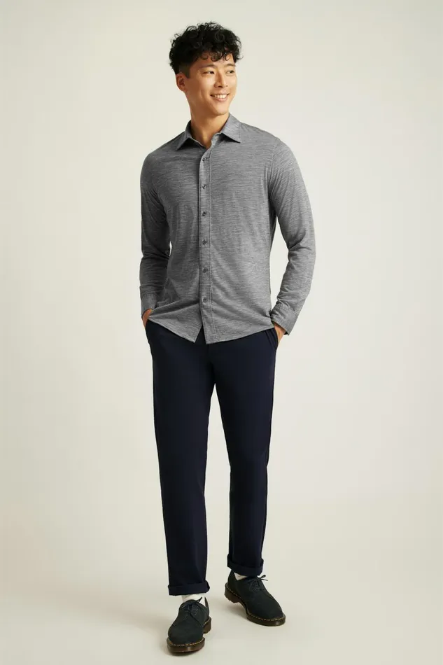 Men Casual Shirts Bonobos Performance Merino Shirt Heather Grey