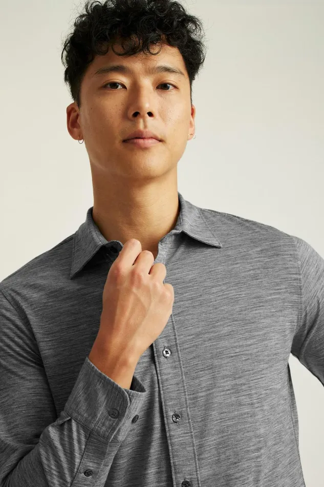 Men Casual Shirts Bonobos Performance Merino Shirt Heather Grey