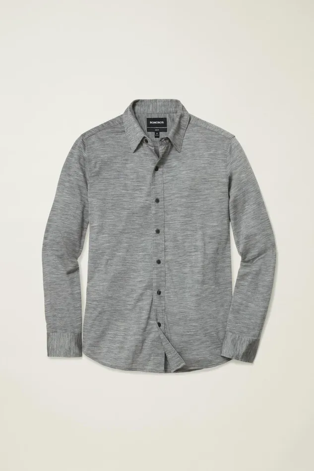 Men Casual Shirts Bonobos Performance Merino Shirt Heather Grey