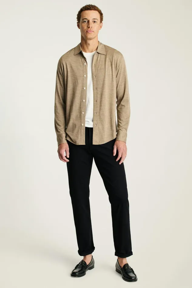 Men Casual Shirts Bonobos Performance Merino Shirt Heather Khaki