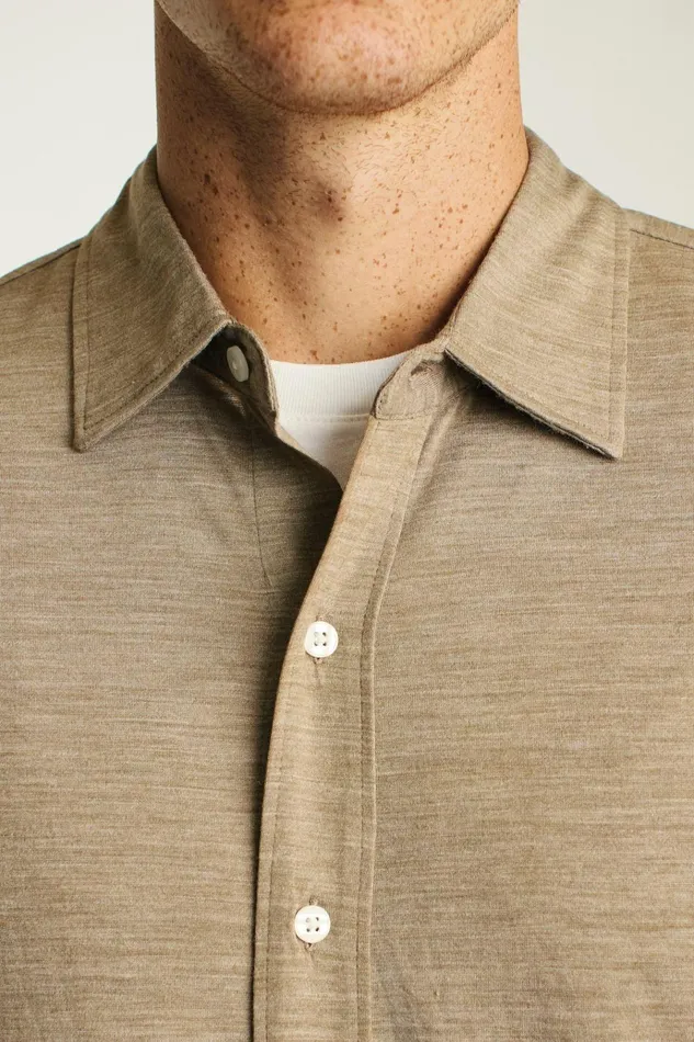 Men Casual Shirts Bonobos Performance Merino Shirt Heather Khaki