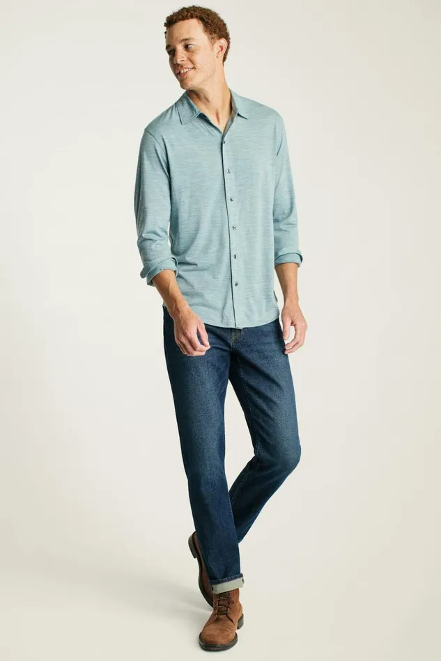 Men Casual Shirts Bonobos Performance Merino Shirt Heather Steel Blue