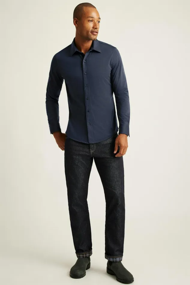 Men Casual Shirts Bonobos Performance Merino Shirt Navy Heather