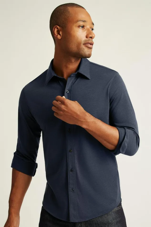 Men Casual Shirts Bonobos Performance Merino Shirt Navy Heather