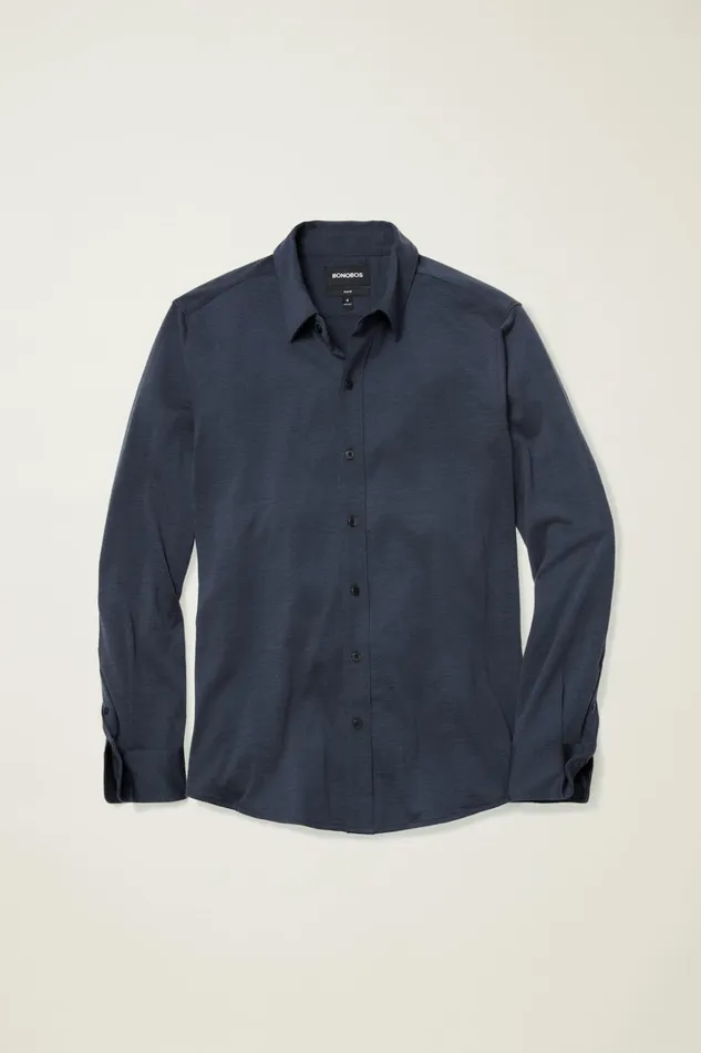 Men Casual Shirts Bonobos Performance Merino Shirt Navy Heather
