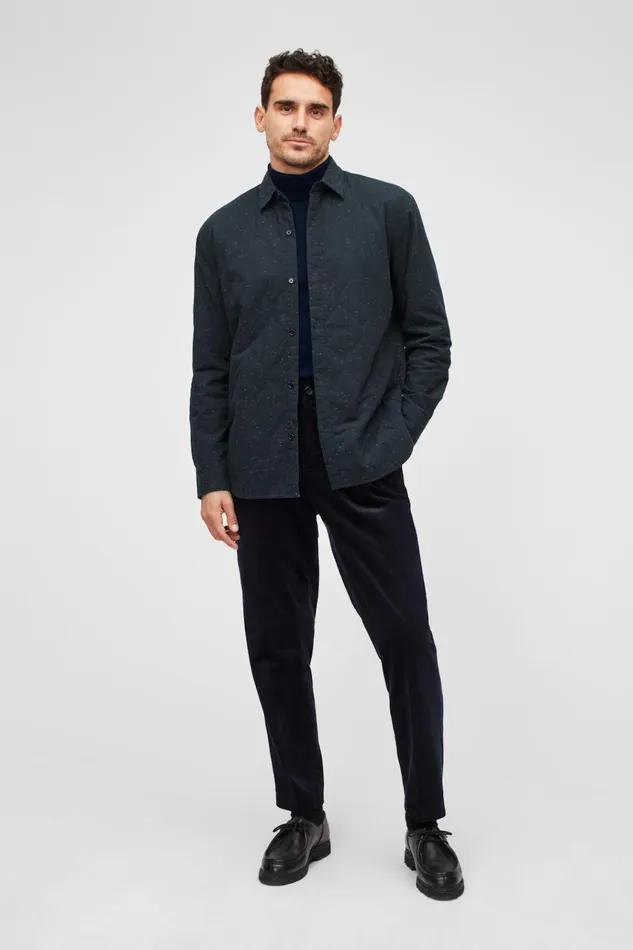 Men Casual Shirts Bonobos Quilted Shirt Jacket Navy