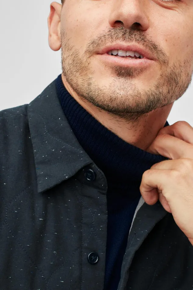 Men Casual Shirts Bonobos Quilted Shirt Jacket Navy